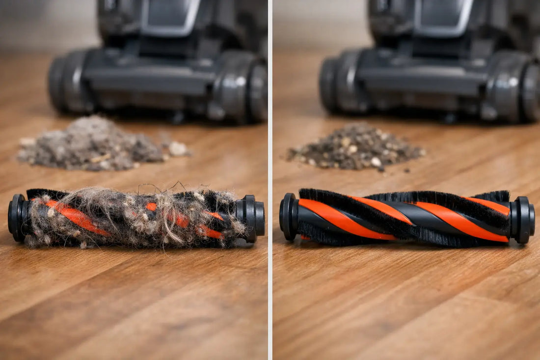 Before and After Brushroll Cleaning Results